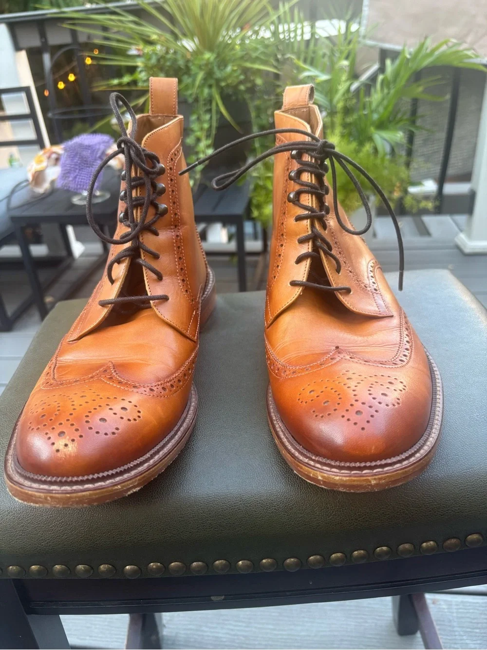 Taft The Mack Men's 45 US 12 Wingtip Combat High Top Dress Boots Honey Brown EUC